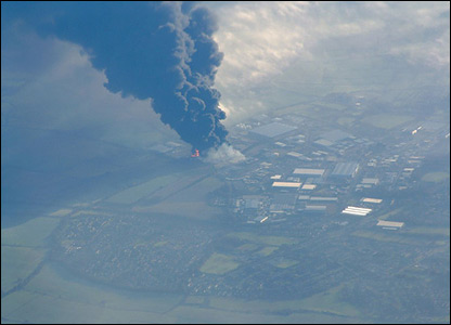 incendio a Buncefield, fonte BBC