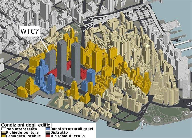 mappa dei danni al WTC
