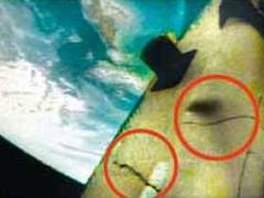 immagine della presunta crepa in colori ritoccati