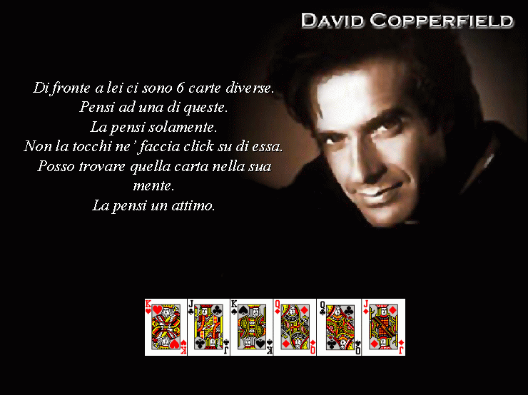 [schermata di presentazione con sei carte]