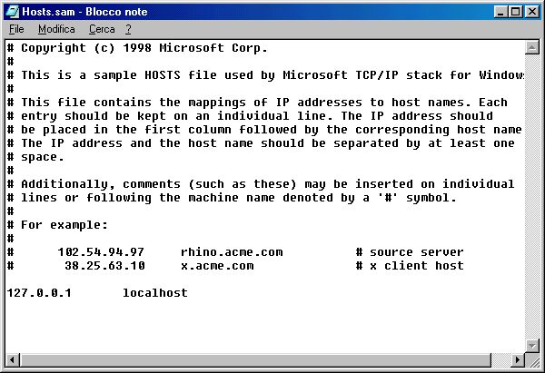 modificare il file hosts