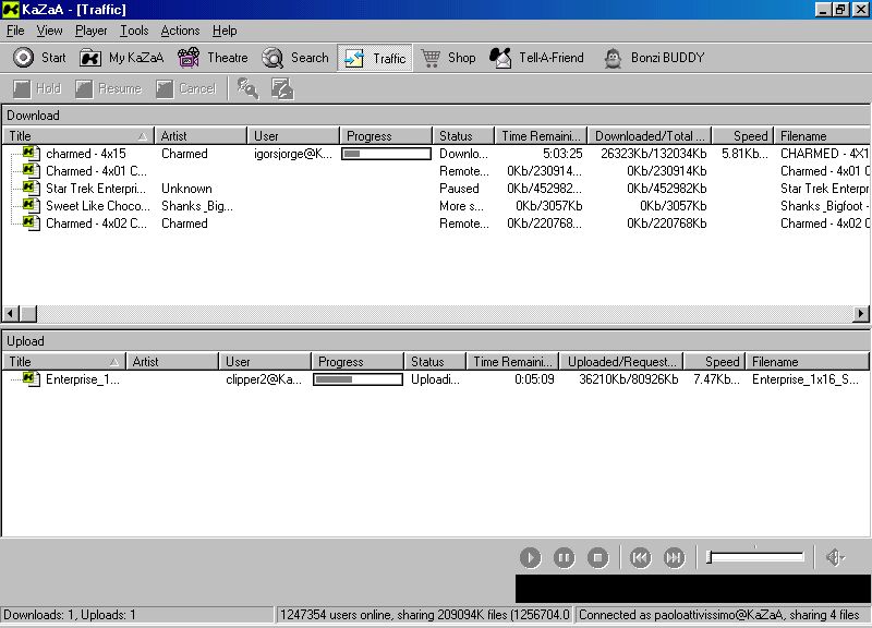 schermata kazaa senza sponsor
