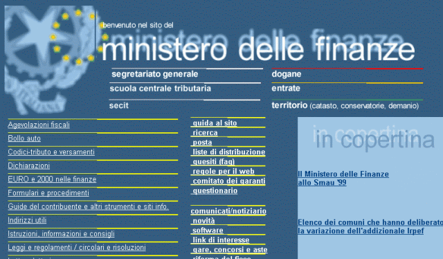 immagine del sito del ministero finanze
