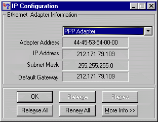 schermata di winipcfg
